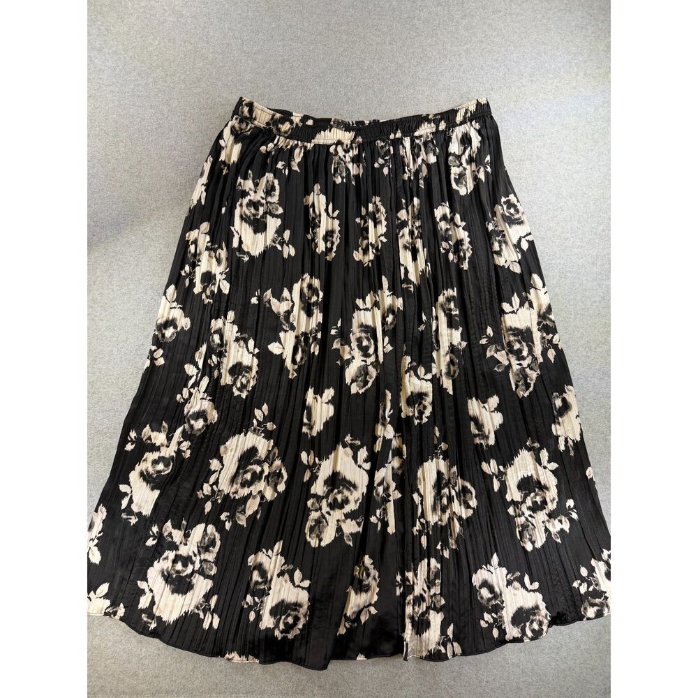 Simply Vera Vera Wang XXL Black Floral Pleated Midi Maxi Skirt 3298